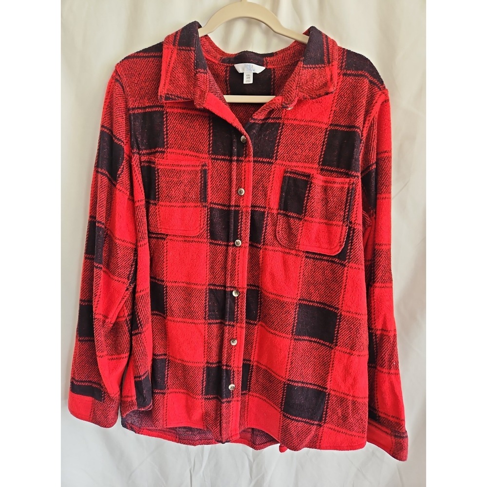 Time And True 2X Size 20 Red And Black Flannel Shirt